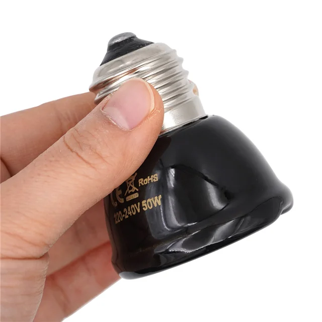 E27 Pet Heating Lamp Black In-Frared Ceramic Emitter Heat Light Bulb Pet Brooder Reptile Mini Infrared Lamp 25/50/75/100W 6