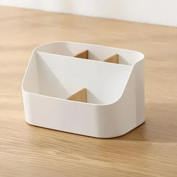 Scatola portaoggetti da scrivania, organizer per cosmetici e articoli da ufficio, contenitore in plastica con divisori per ufficio e soggiorno