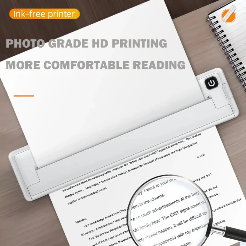 Portable Printers Wireless A4 Thermal Printer Inkless Photo Document Printer Bluetooth Travel Printer for Android/Apple/Windows - 4