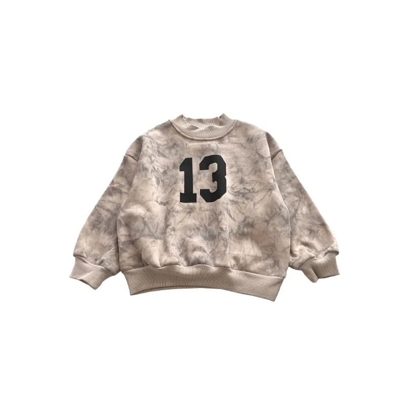 Boys' Fleece-Lined Sweater 2023  Winter New Children's Clothing Children's Single-Layer Fleece-Lined Sweater Baby Padded Top