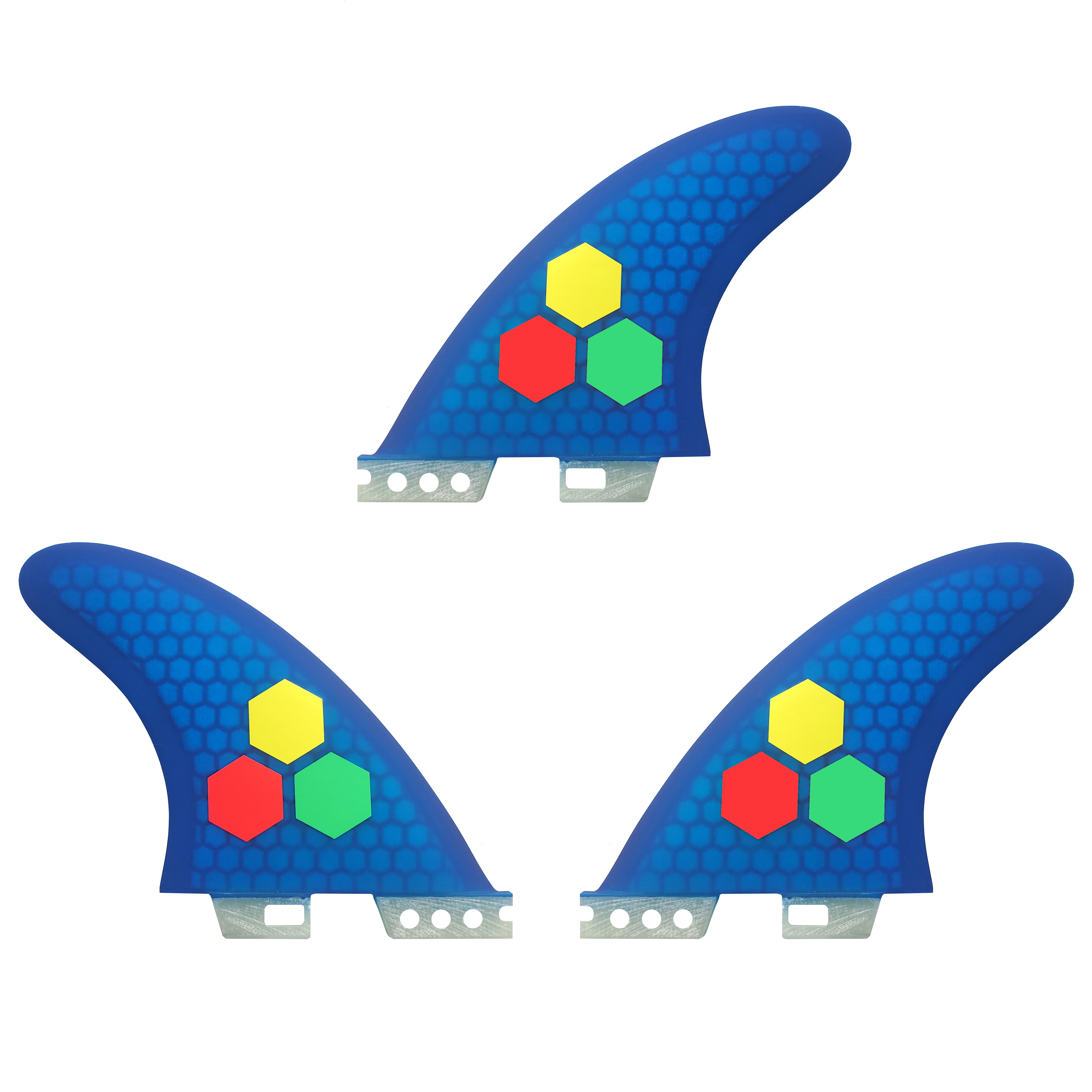 MF Surfboard Fins Blue/Black 3pcs Medium Thruster F II Surfing Fins