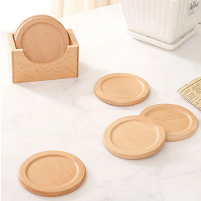 Square Wood Coasters with Holder 6 Pieces Solid Black Walnut Wooden Coaster  Cup Beech Bar Coasters for Drinks Coffee Coaster - AliExpress