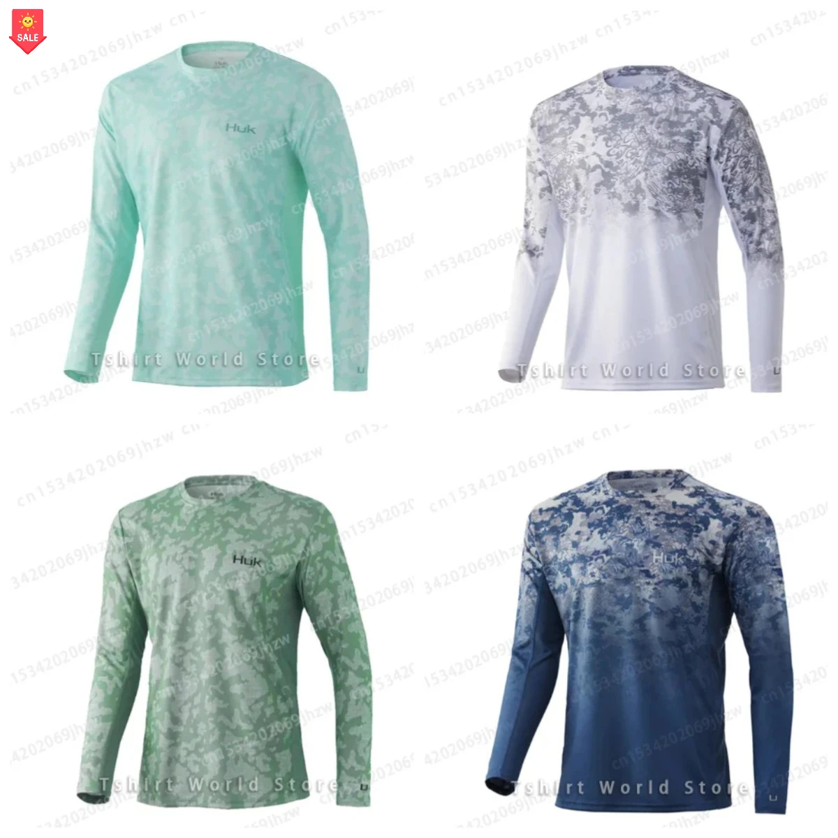 HUK 후디 낚시 셔츠 여름 긴팔 퍼포먼스 셔츠 낚시용 자외선 차단 통기성 낚시 셔츠 카미사 데 페스카