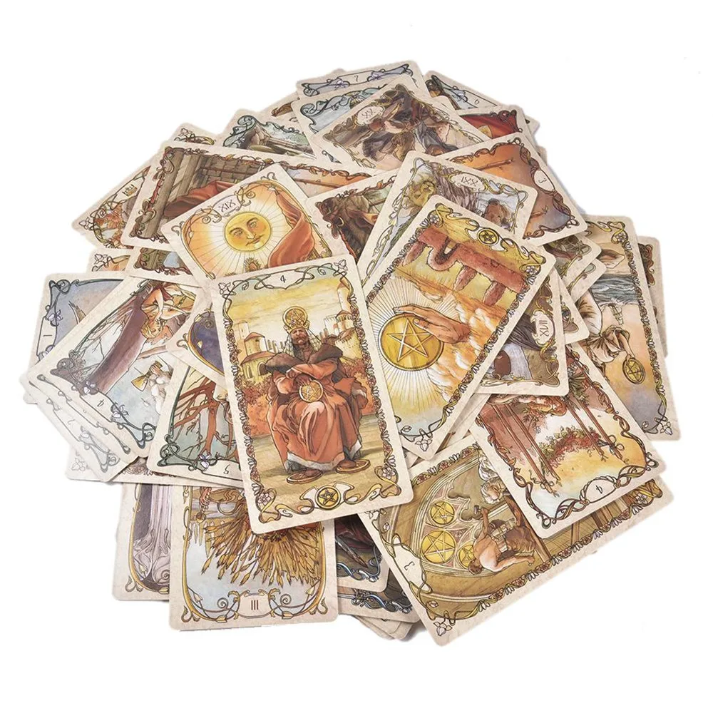 Tarot Mucha Cards Tarot Deck Card Game Toy Tarot Divination Card Game Board Guidance Divination for beginners with guidebook 5