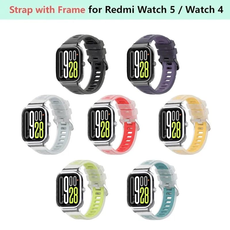 Silicone Band with Metal Frame Smart Watch Protector Case