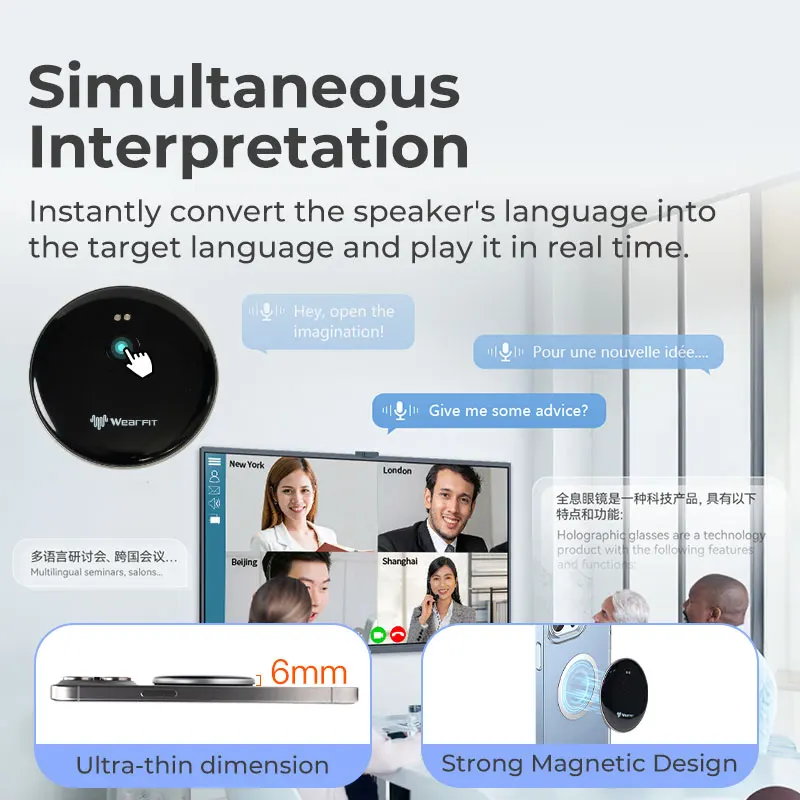 Voice Translator Top Level AI Voice Assistant Mini Translator 137 Languages Video Photo Record Translate Simultaneous Interpretation
