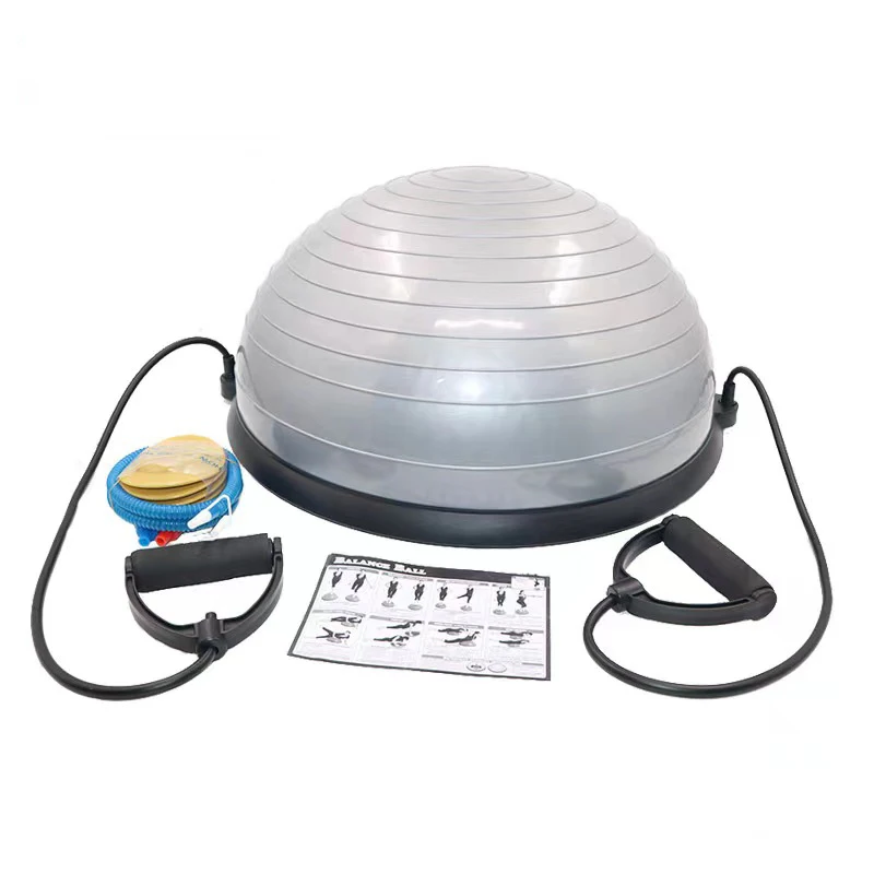 58cm Yoga Balance Ball Half Yoga Ball Exercises Training Gym Workout With Strings & Pump