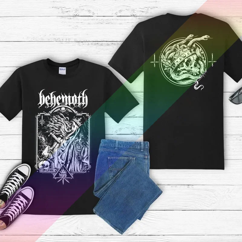 

2024 Men T Shirt Casual Behemoth Music Enthusiast T-Shirt Graphic Summer Short Sleeves 100% Cotton S-3XL Cool Tee