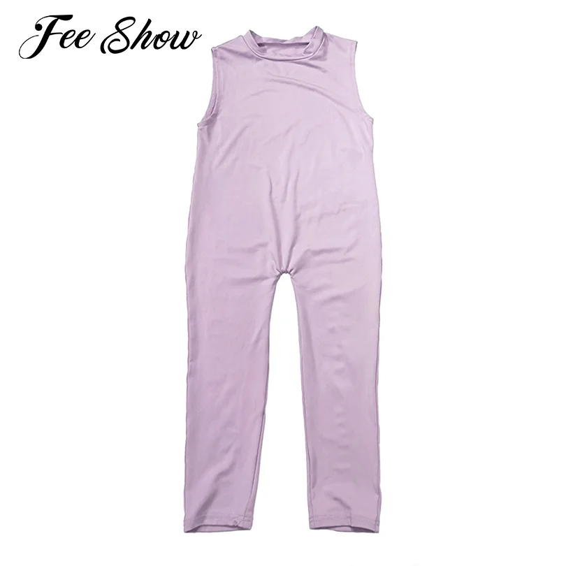 

Kids Girls Fashion Dance Jumpsuit Sleeveless Stretchy Long Bodysuit Costumes Bright Color Gymnastic Yoga Dance Unitard Jumpsuits
