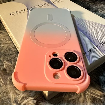 Luxury Magsafe Wireless Charge Shockproof Case For iPhone 14 13 12 Pro Max Plus Soft Magnetic Bumper Gradient Cases Cover - Image 2