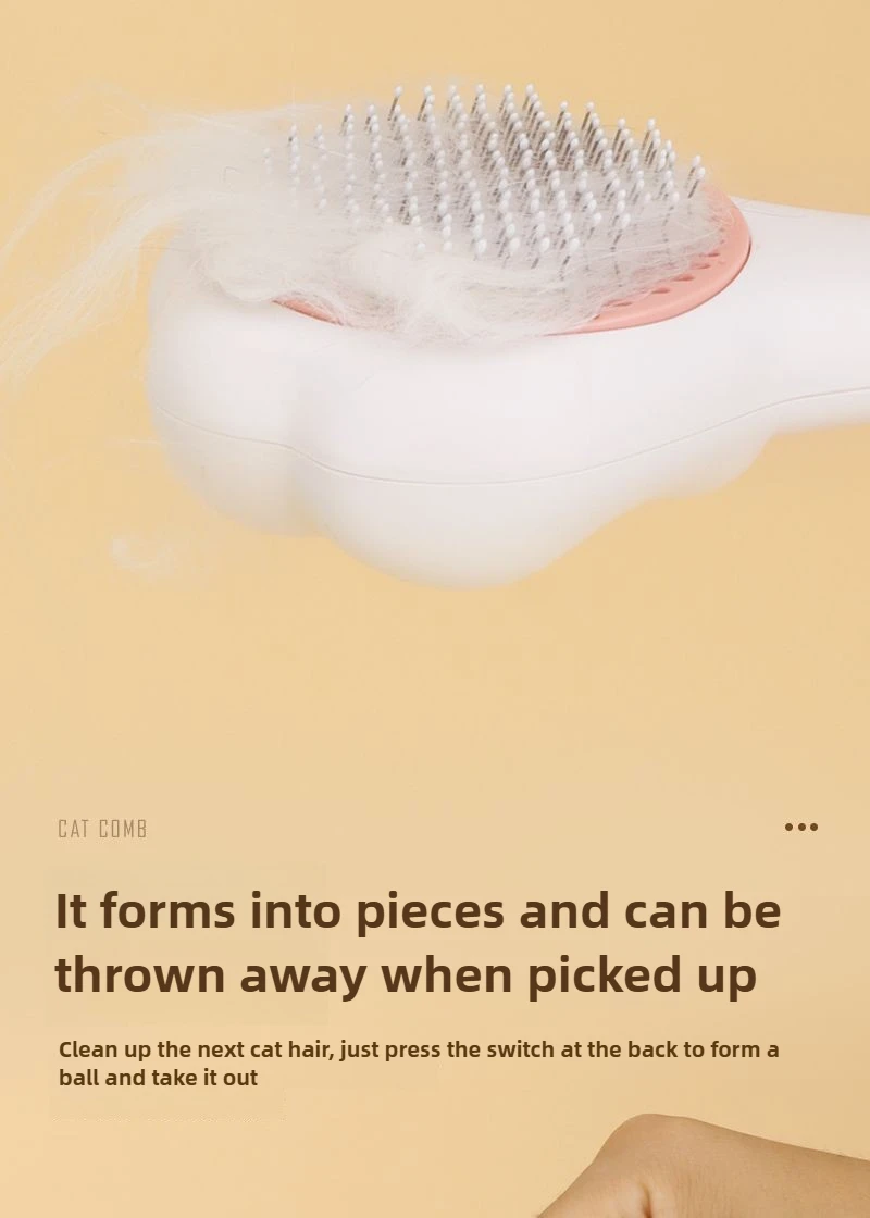Cat Grooming Flea Comb With Release Button For Pet Hair Removal_voghion.com