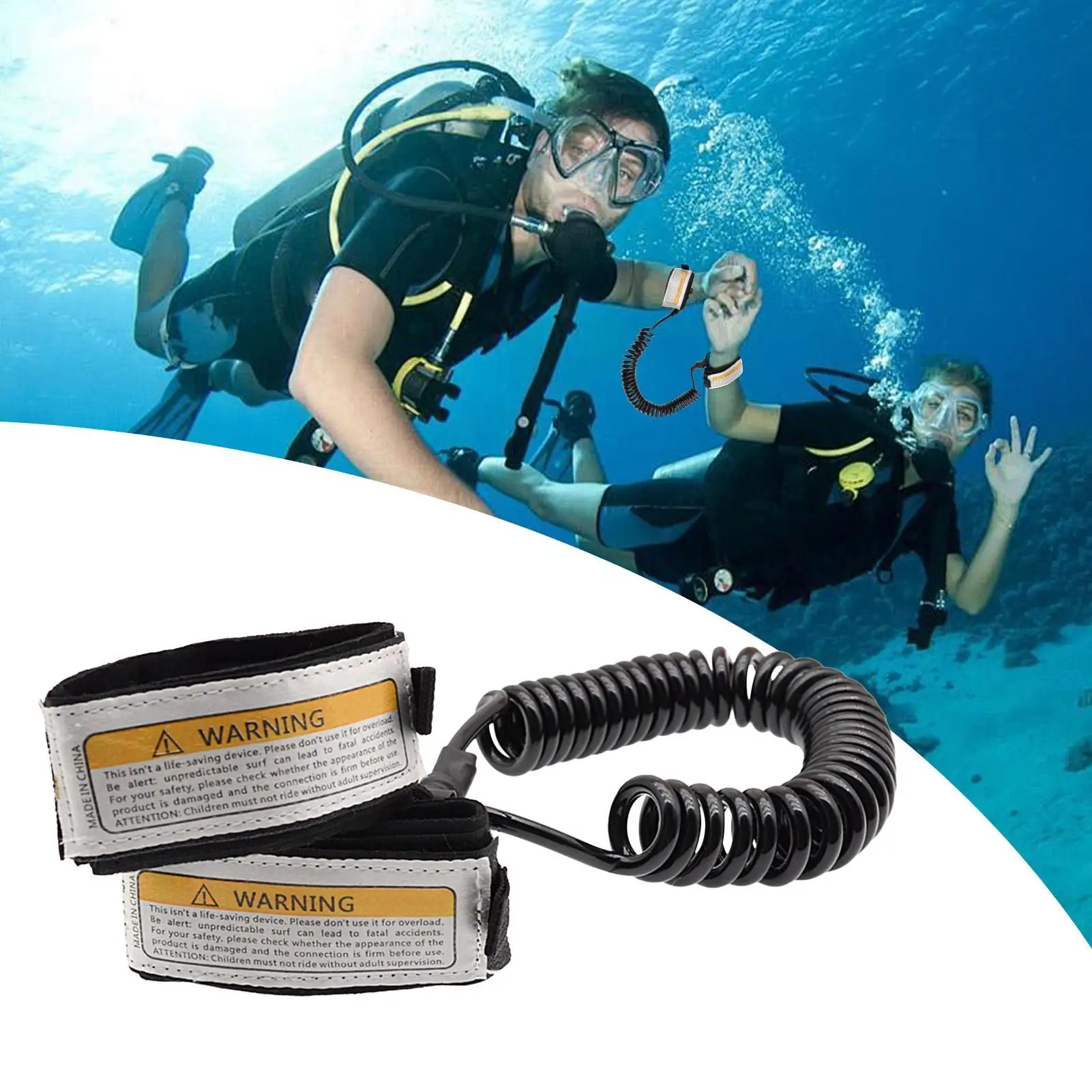 Diving Lanyard Anti Lost Diving Spring Coiled Hand Straps Snorkeling Connect Hand Rope Underwater Aerobics Gear For Son Girls