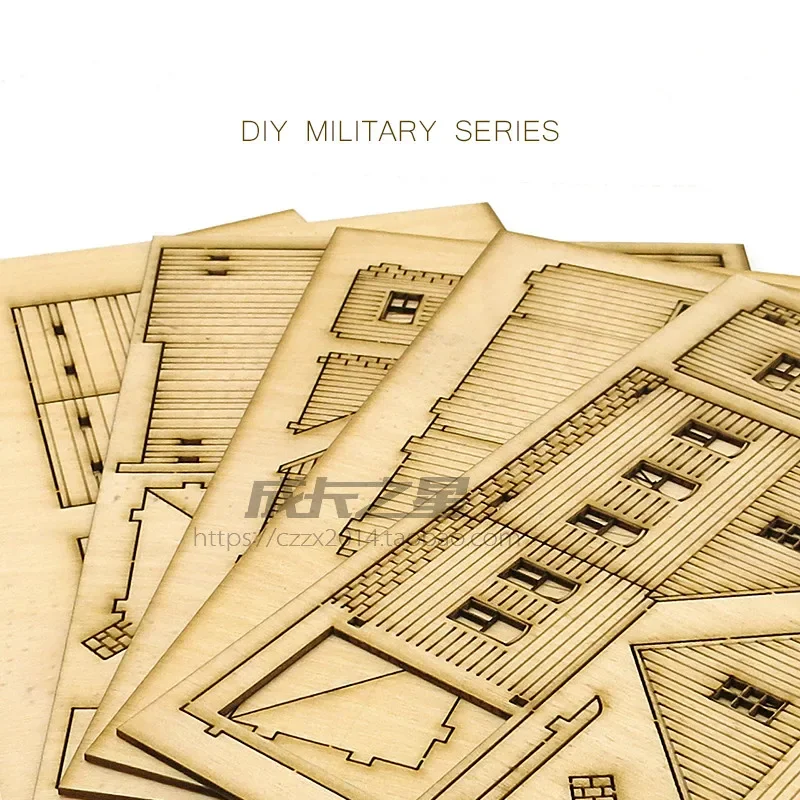 1/72 WWII European Architecture Rural Farm Scene Wooden Assembly Model Decoration DIY Handmade Building Toy 2