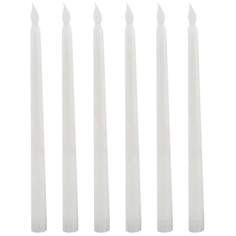 

HOT-6Pcs LED Taper Candle For Dinner, Flickering Flameless Tapered Battery Operated Table Settings Weddings Birthday Parties