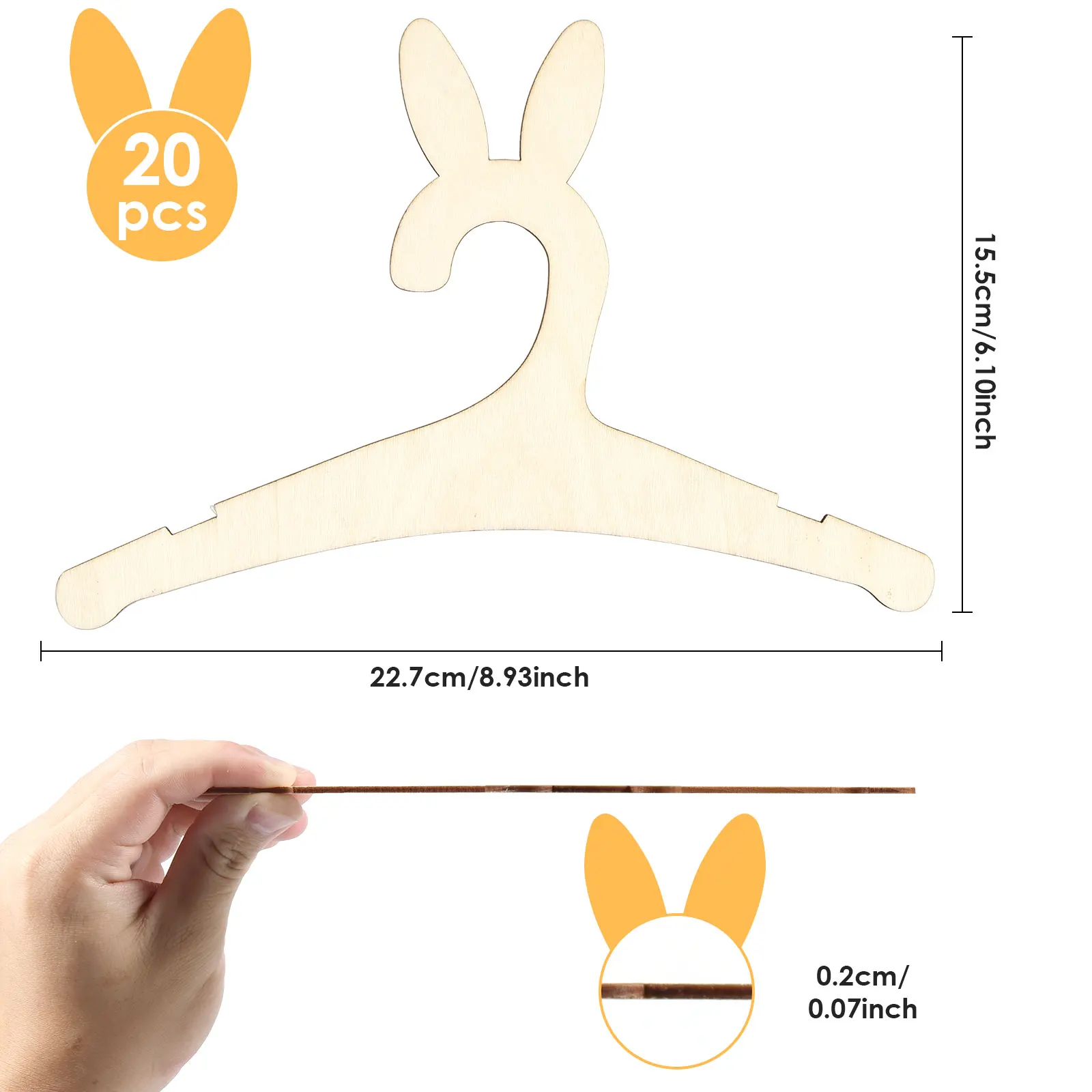 20Pcs Baby Clothes Rack Kids Wooden Hanger Mini Toddler Children Clothes Hanger Cute Bear Drying Hanger for Baby Jacket Skirt 6