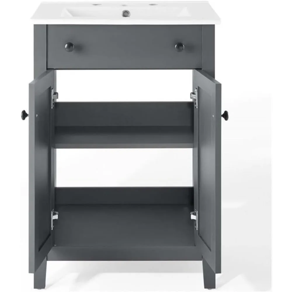 Classic modern minimalist design Bathroom vanity cabinet, 24 ", white sink, gray Product Dimensions 18"D x 24"W x 33"H 6