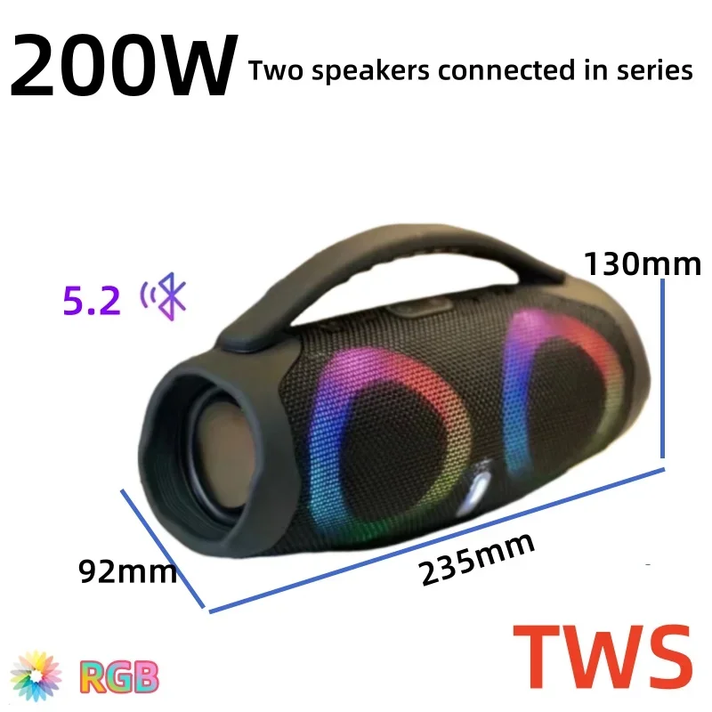 

Caixa De Som 100W High-power Bluetooth Speaker HIFI Sound Effect Portable Waterproof Stereo Surround RGB Light Effect Subwoofer