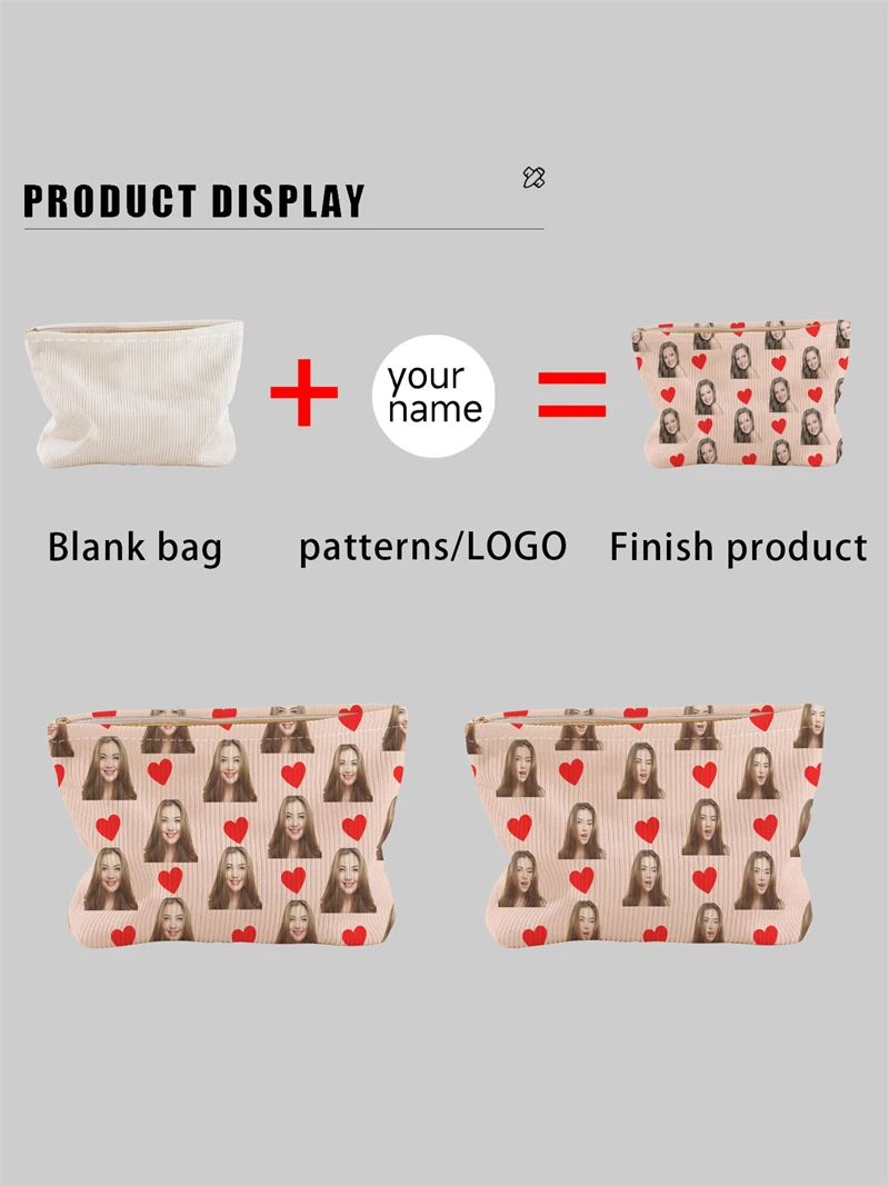 New women's makeup bag, customized photo makeup bag, zipper makeup bag, can be customized according to your unique design