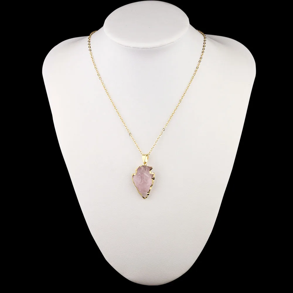 Natural stone irregular Rose Quartz Necklace Banquet Party Ladies Clavicl Chain Clothing Matching Accessories