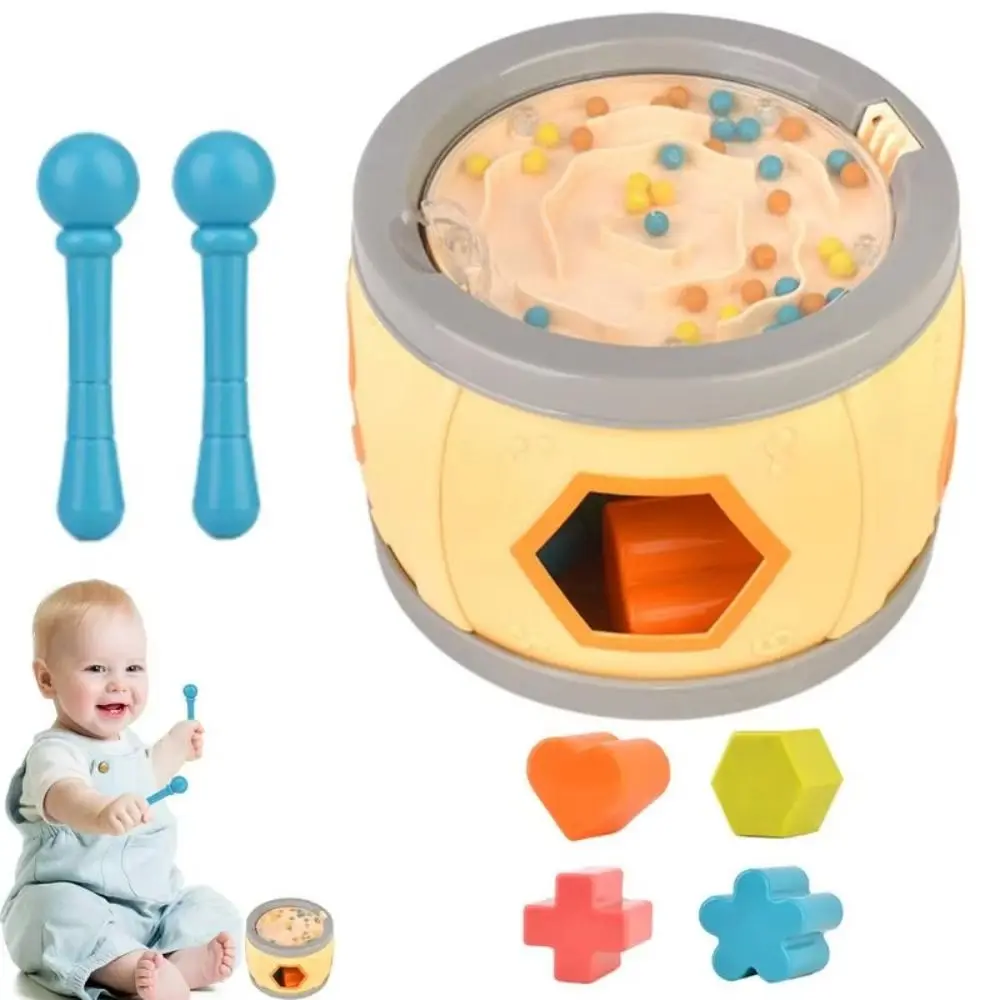 Montessori Kids Musical Drums Set Percussion Shape Matching Maze Baby Musical Instrument Portable Rhythm Sound