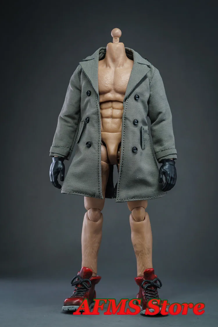 1/12 스케일 수집용 트렌치 코트 클래식 더블 브레스티드 숏 오버코트 윈드브레이커 6인치 남성 군인 액션 피규어 바디에 적합