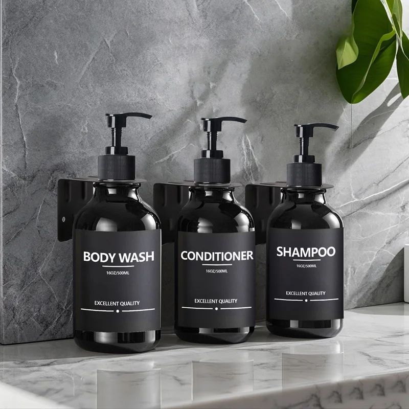 Waterproof Lotion Dispenser with Label for Bathroom Hotel Shampoo Shower Gel Body Wash Bottle Container Tray Wall Mounted Rack soap dispenser shampoo dispenser soap dispenser bottle plastic lotion bottle