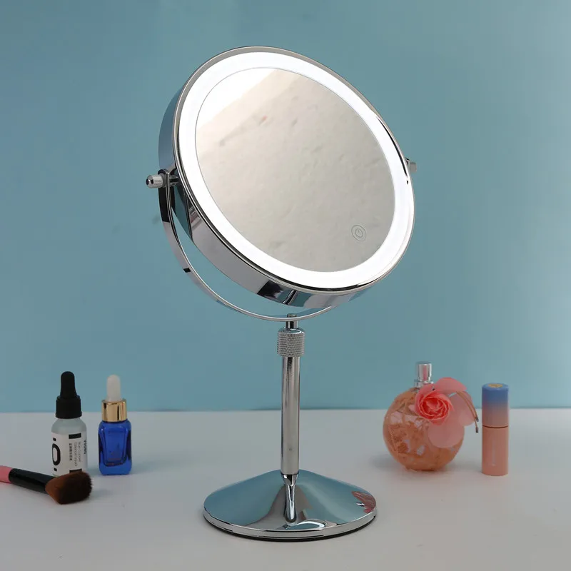 nordic style small round mirror ins makeup mirror small desktop single sided makeup mirror dormitory dressing mirror Desktop Double Sided Makeup Mirror Round Led With Light Mirror Enlarge Makeup Mirror Can Be Raised And Lowered