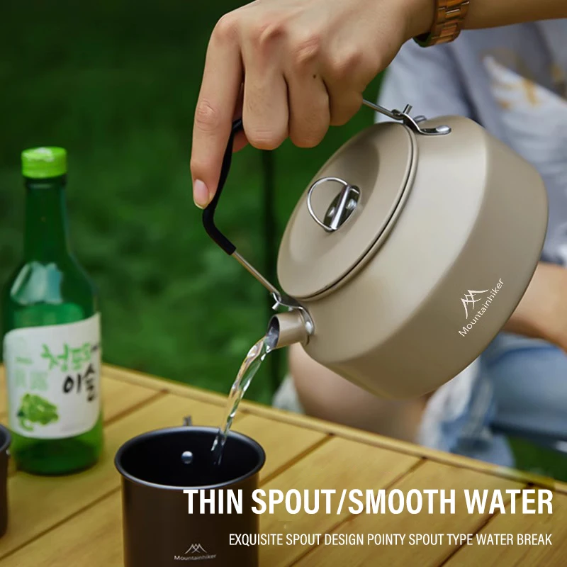 1.4L Camping Aluminum alloy Portable Coffee Pot Lightweight Outdoor Boiling Water Kettle and Tea Kettle for Hiking Picnic