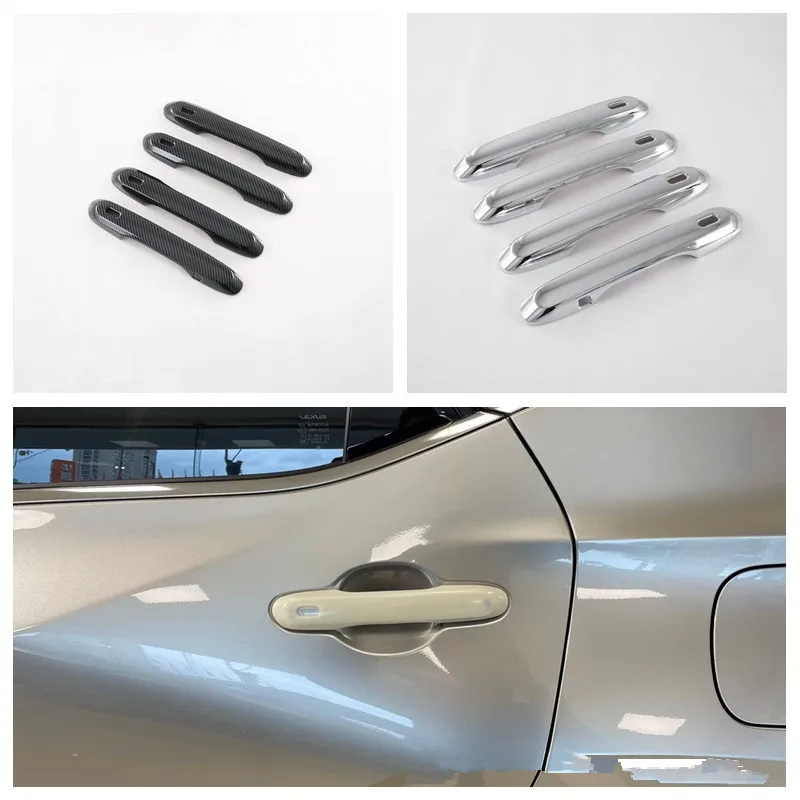 

4 шт., наклейки из углеродного/серебристого АБС-пластика на дверную ручку автомобиля, стикер для укладки, подходит для Lexus RX 2023