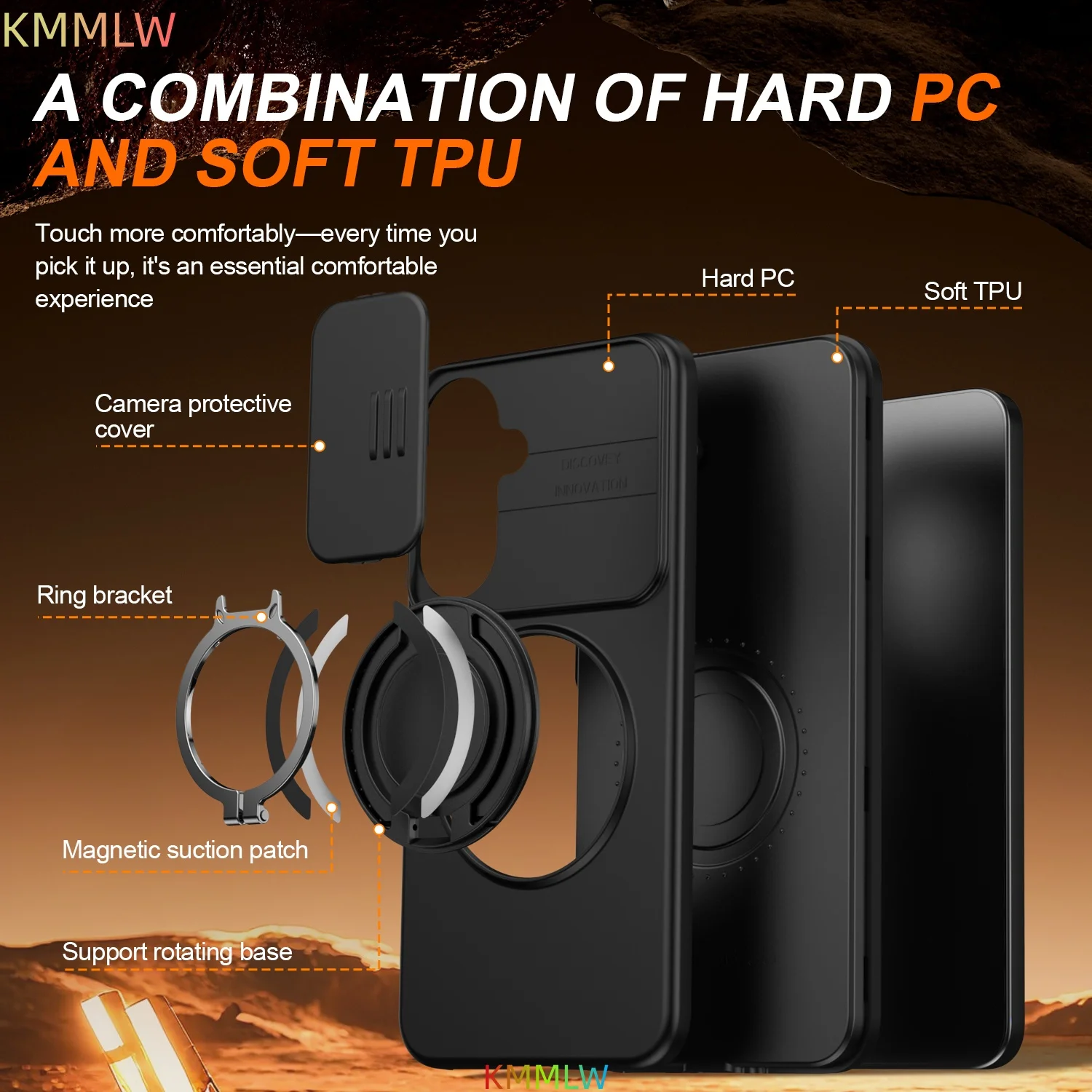 Luxury Armor Phone Case with Magnetic Bracket and Lens Protection - Shockproof Cover