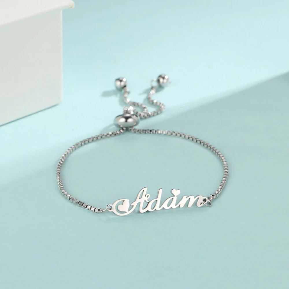 Custom Name Letter Bracelet Stainless Steel Bracelet Unique Retractable Design for Your Baby