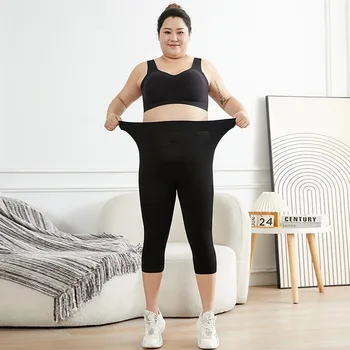Leggings da donna di grandi dimensioni Pantaloncini alti elasticizzati neri Abbigliamento da esterno Collant sportivi Casul Leggings modali da donna taglie forti