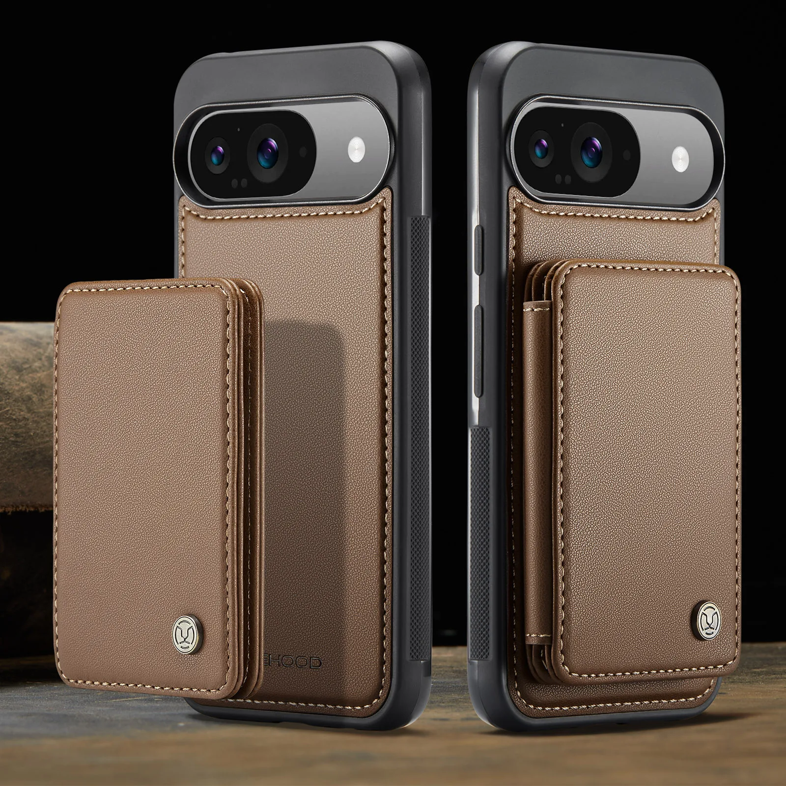 2-i-1 avtagbart magnetiskt korthållare plånboksfodral i läder för Google Pixel 9 Pro XL 9Pro avtagbar väska ficka RFID telefonfodral_voghion.com