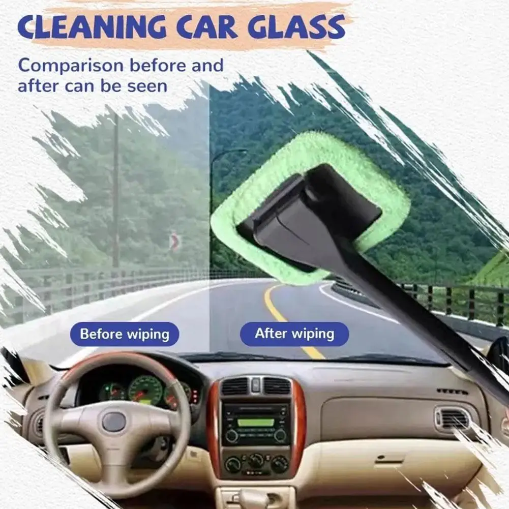 

Mist Removal Cleaning Brush Dirt Dust Fingerprint Clean Car Windshield Window Cleaning Brush With Handle Microfiber Car Accessor
