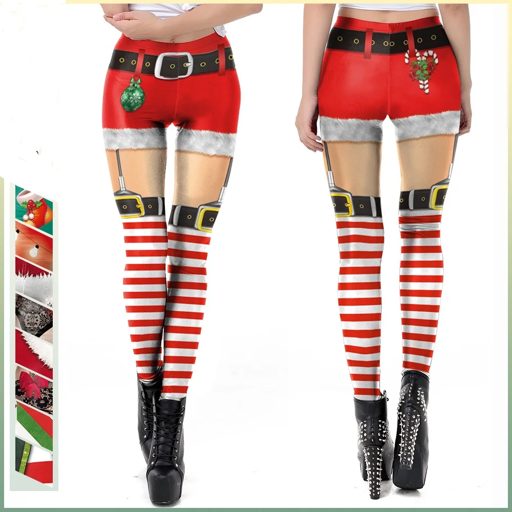 

SKDK085 Christmas 2022 Women's Pants Hot Sale Fashion Sexy 3D Digital Printing Small Foot Leggings