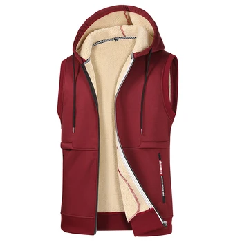 الخريف الشتاء الرجال صوف الضأن مقنعين سترة سترة الرجال سترات عالية الجودة ماركة الصوف الدافئة سترة معاطف الرجال رشاقته صدرية الذكور 3