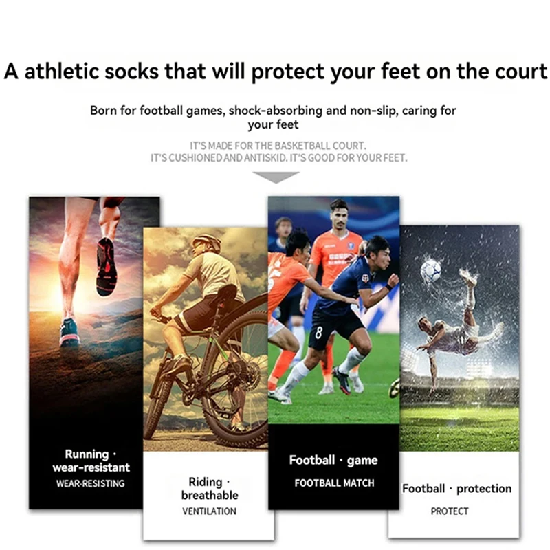 2025 New FS Anti slip Adhesive Football Socks Men's Middle Tube Anti sweat and Odorous Football Sports Cycling Socks