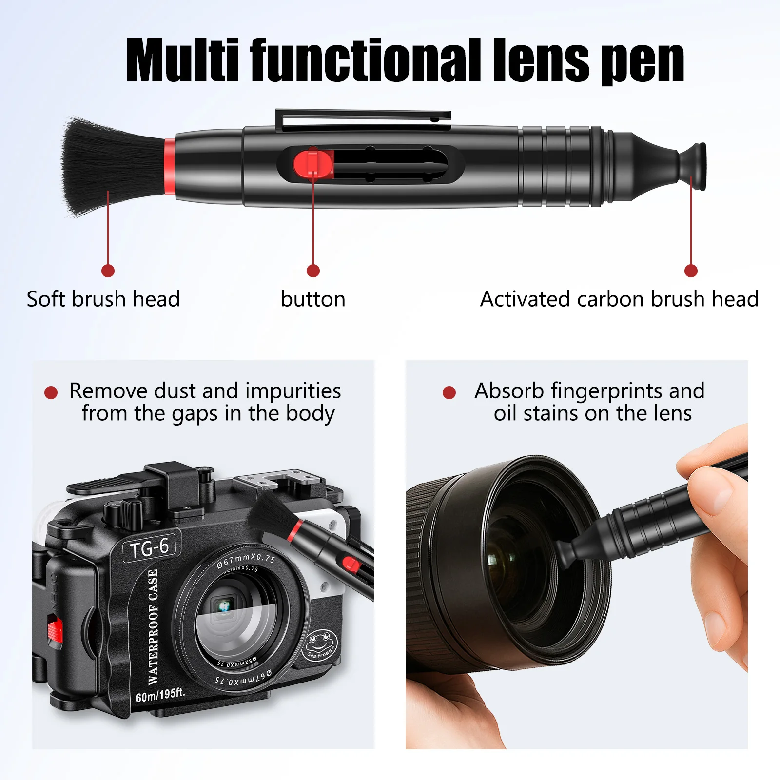 Camera Lens Cleaning Kit with Air Blower Brush Microfiber Cloth & Lens Pen 3-Piece DSLR Dust Removal Tools Set