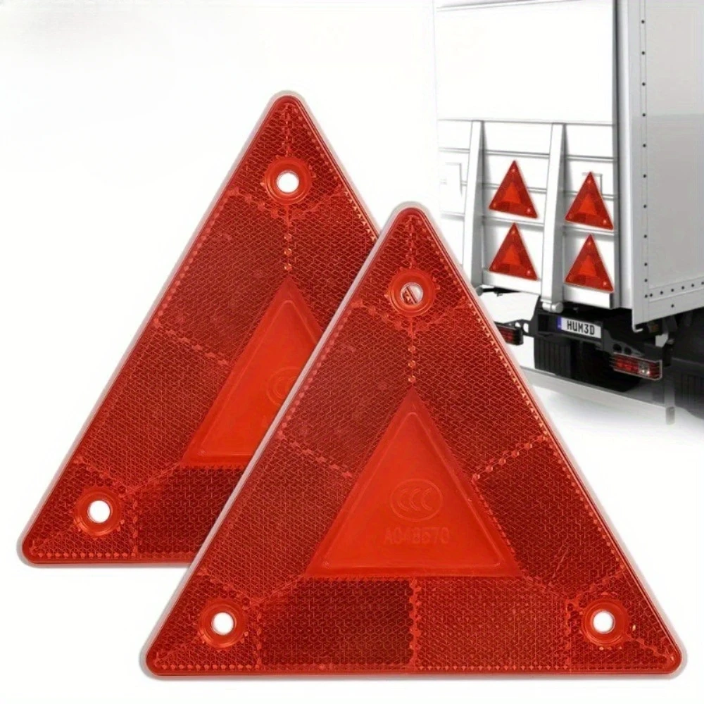 2/1PcsTriangle Warning Reflective Strips Vehicle Stop Warning Sign Red Safety Reflector for Trailer RV Board Truck Plate Light