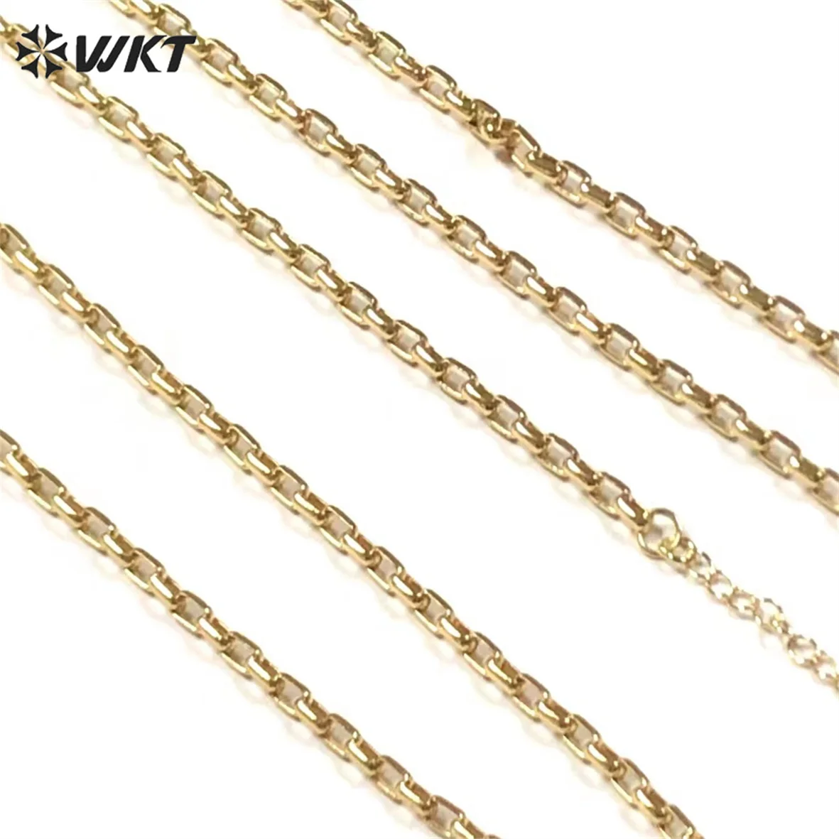 

WT-BFN034 WKT High Quality Small Rectangle Stitching Chain Necklace Gold Plated Brass Chain Simple Style Ladies Jewelry