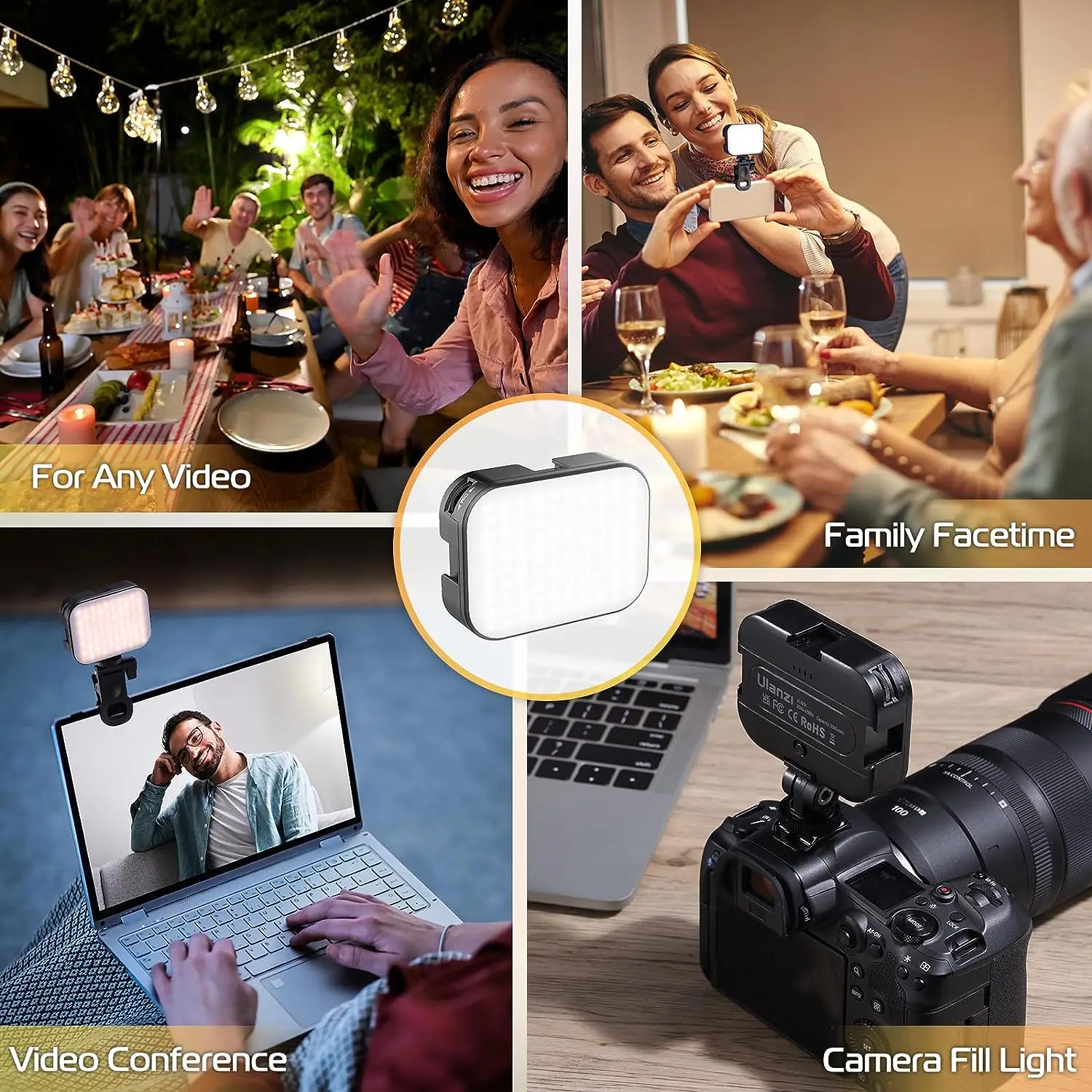 Ulanzi-dimmable Led Selfie Painel de Luz Bi-color Clip Telefone Laptop Tablet Computador Câmera Vl100x 25006500k - Image 5