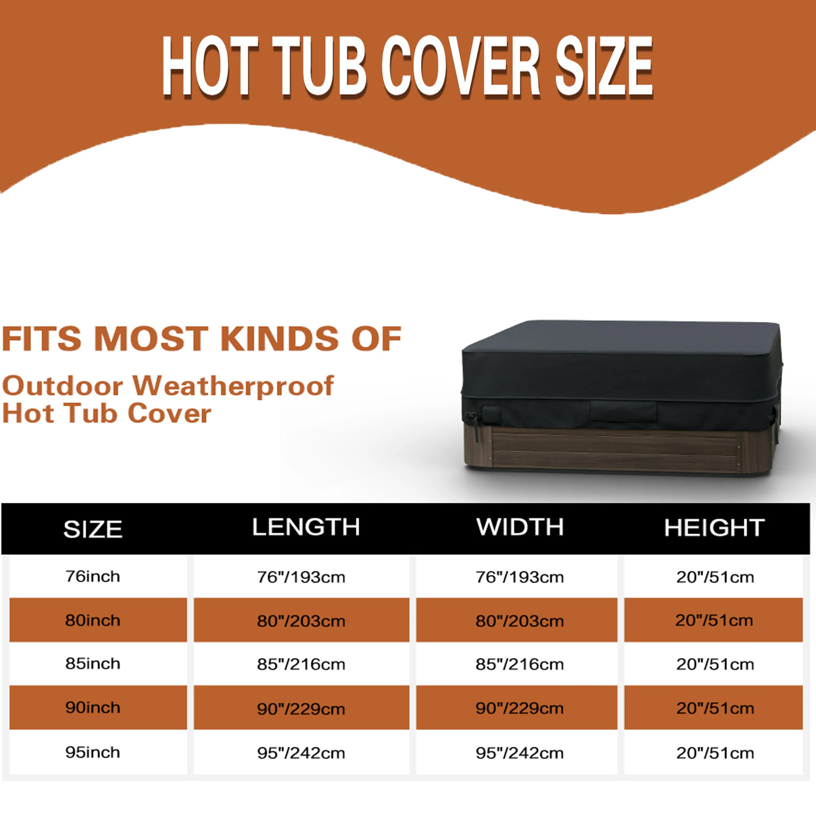 600D Oxford Hot Tub Dust Cover Cap swimming pool Waterproof Anti-UV Outdoor Warm Spa Hotspring Anti-Fall Leaves Snow Dust Cover 4