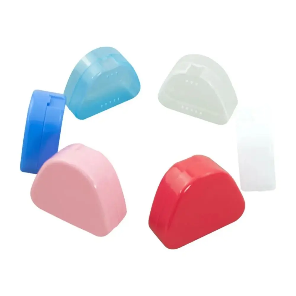 High Quality Snap-fit Catch Artificial Tooth Organizer Solid Color Keep Dry False Teeth Storage Box Portable Denture Bath Box