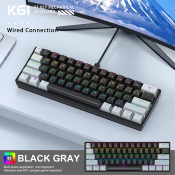 K61 60% Mini Wired Gaming Mechanical Keyboard 1