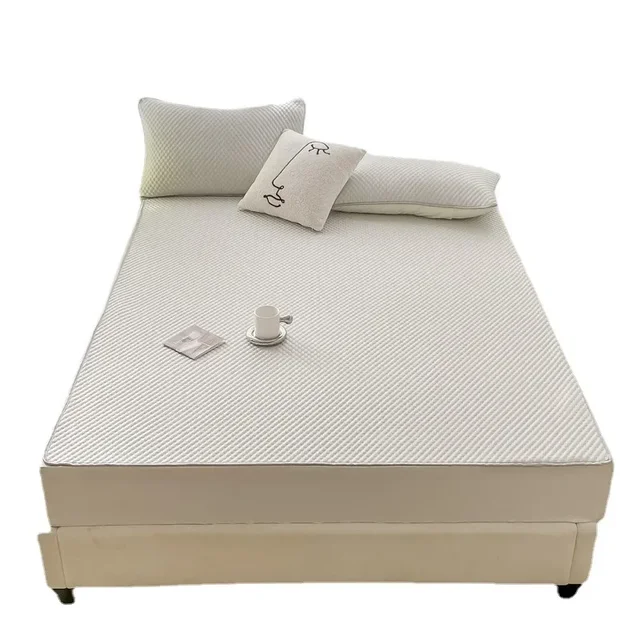 Solid Summer Mat Kit Cooling Feel Bed Pad Pillowcase Set Cold Sleeping Bed Mat Flat Sheet Summer Folding Ice Cool Bed Sheet 5