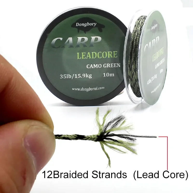 10m Carp Fishing Line Lead core Hook Link 12 Braided Leader Line 35/45/55LB Carp Hair Rig Wire Fishing Accessories fishing line,fishing tackle