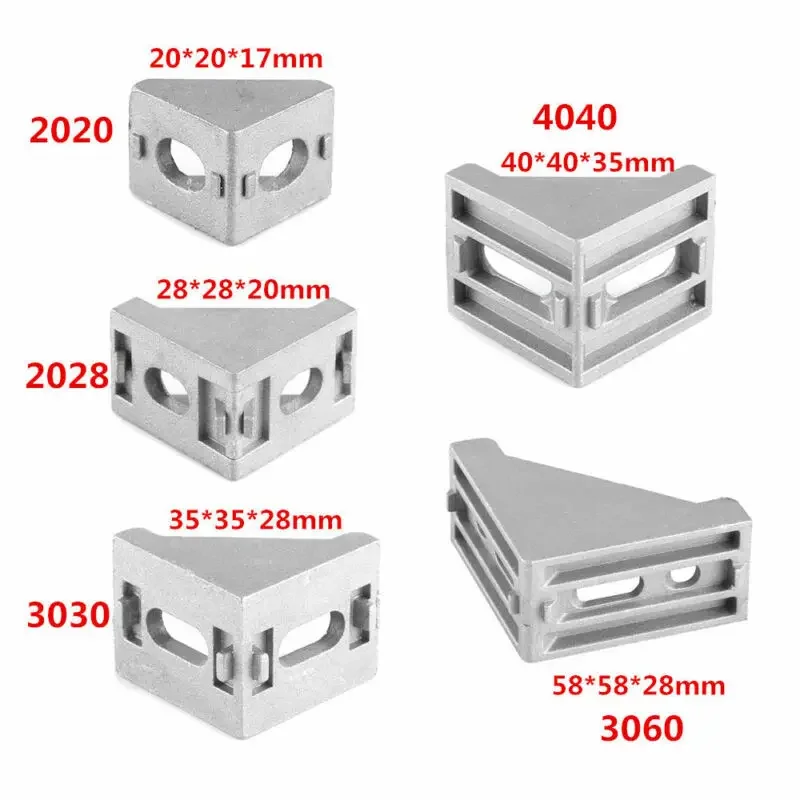 Soporte de conector de aluminio para esquina, accesorio para sujetar serie 2020, 3030, 4040, 2028, 3060, perfil de aluminio industrial, 5/10 piezas