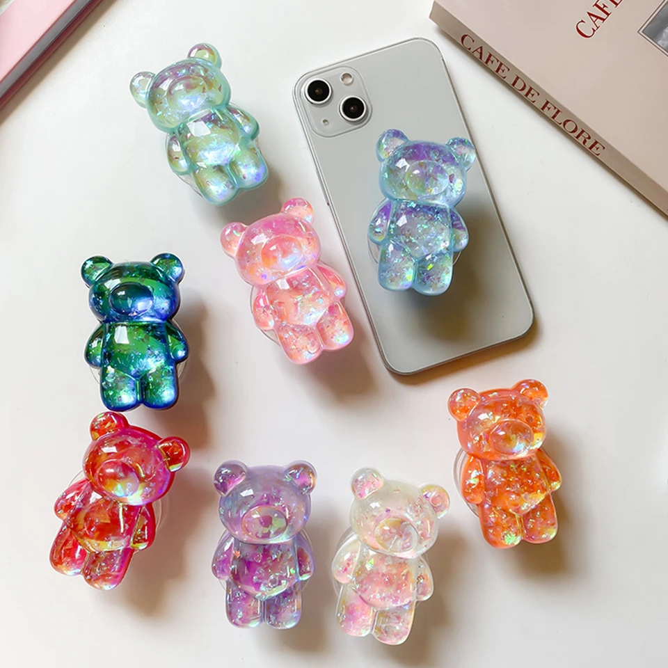 3D Cute Laser Bear Cell Phone Holder Grip Tok Bracket Cellphone
