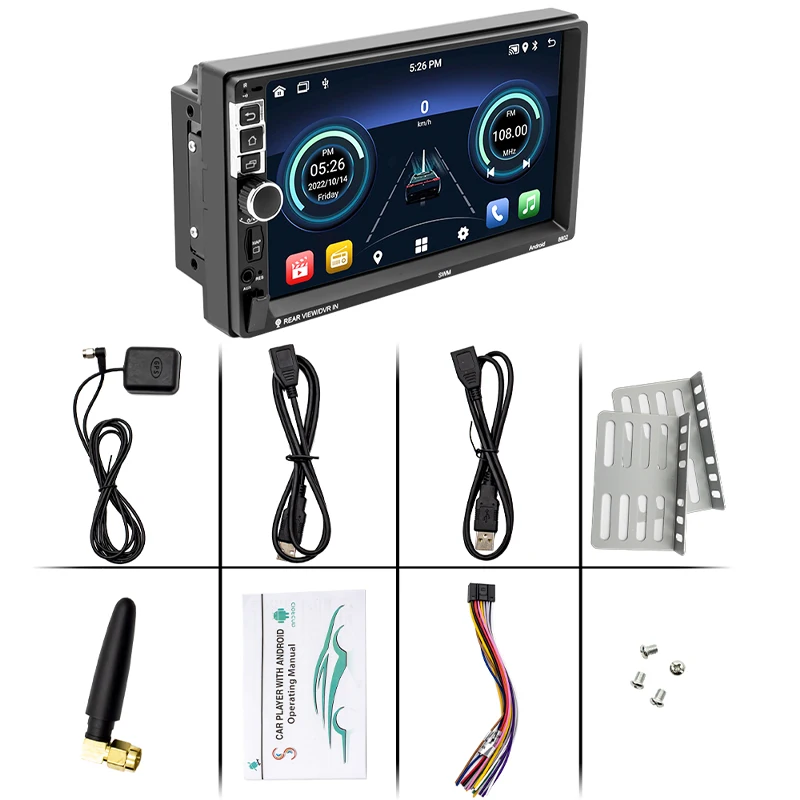 Radio de Coche 2 DIN, Radio de Coche con Pantalla Táctil HD 1080P de 10  Pulgadas con CarPlay y Android Auto, Navi, Bluetooth, Radio FM, Mirrorlink,  WiFi, 2 Puertos USB, 2G+32G, ISO