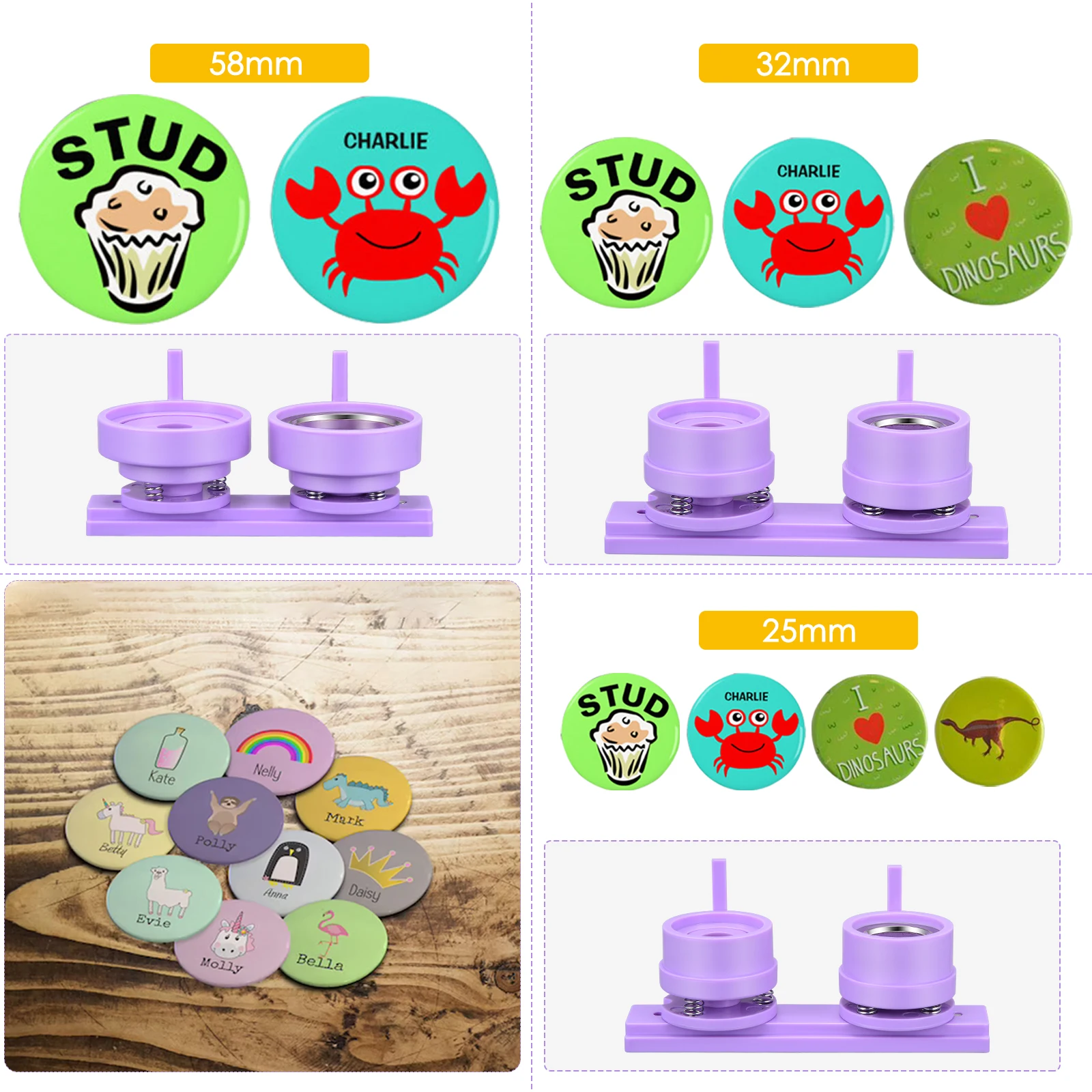 Badge Machine Maker Kit DIY Badge Pin Maker Circular Cutter Button Maker 300PCs 25mm 32mm 58mm badge maker button maker machine